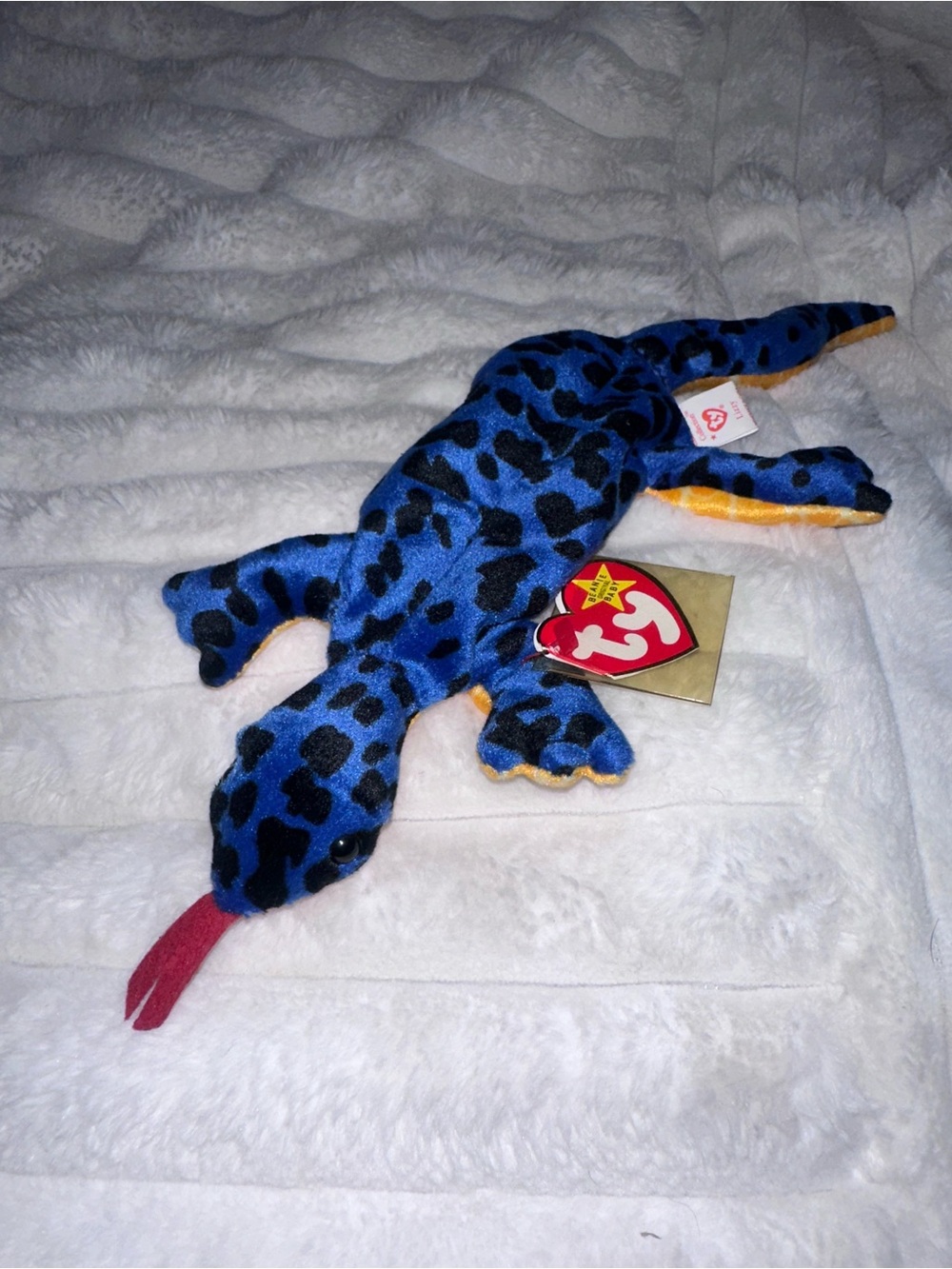 Ty Lizzy Blue and Black Leopard-Print Plush Lizard
